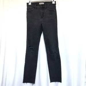 MADEWELL Cool Faded Black 9" Skinny High Rise fray bottom size 25